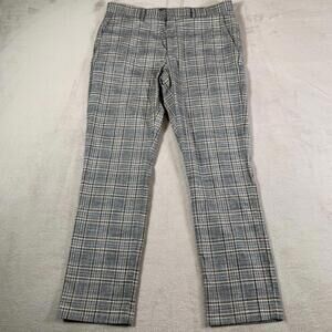 Murano Pants Mens 33x30 Gray Plaid Evan Fit Modern Comfort Flat Front Dress